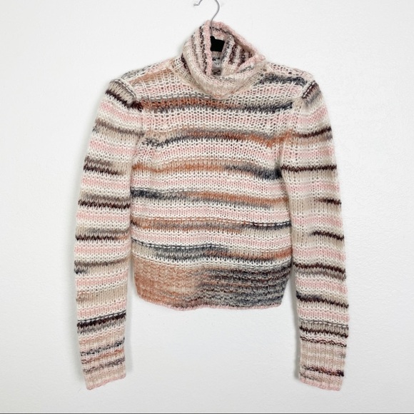 A.L.C. Selena Striped Turtleneck Sweater Wool Alpaca Knit XS Cream Casual Soft - Picture 2 of 6